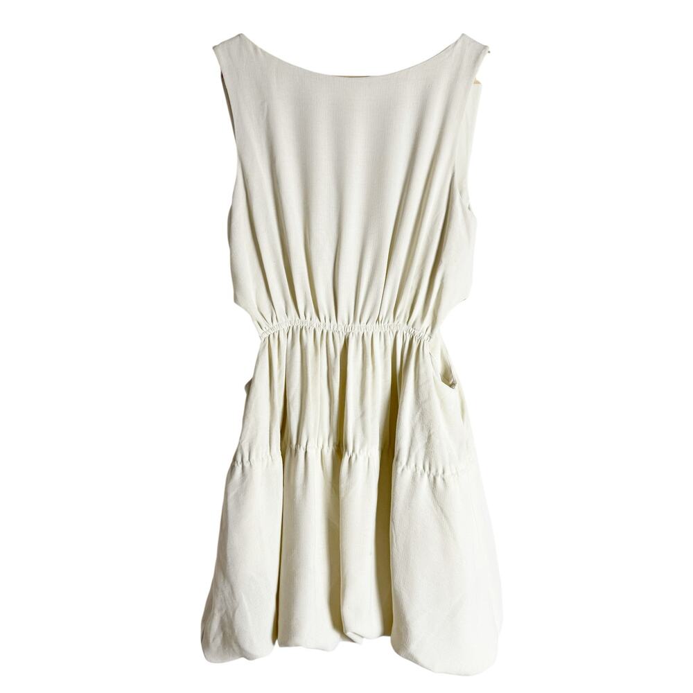 Jonathan Simkhai Romy Stone White Cut Out Sleeveless Bubble Mini Dress Size 6